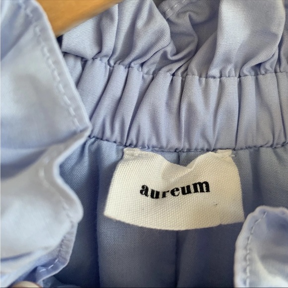 AUREUM heaven hi low hem dress in blue size medium lined pockets mock neck - Picture 7 of 13